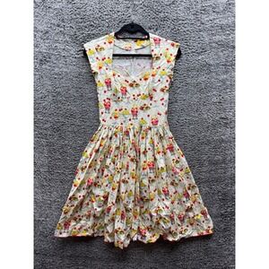 Bernie Dexter Dessert All Over Print Cotton Fit & Flare Dress White Women Size S